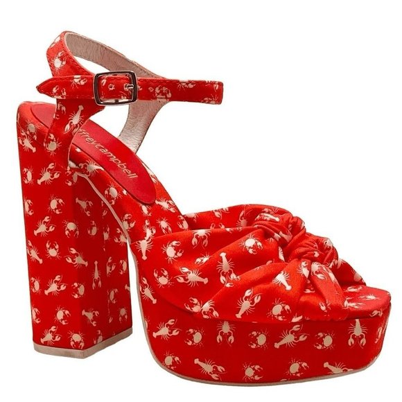 Jeffrey Campbell Knot 2day Platform Lobster Crawfish Crab Sandal Red Size 6M NEW - Picture 1 of 12